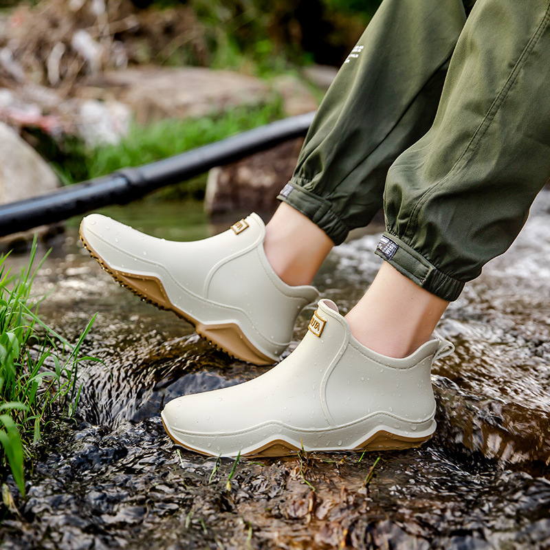 Cross-border rain boots for women, adult fashionable outerwear, short boots, couples' rain boots, warm, waterproof, kitchen, work, car wash, rubber boots for men
