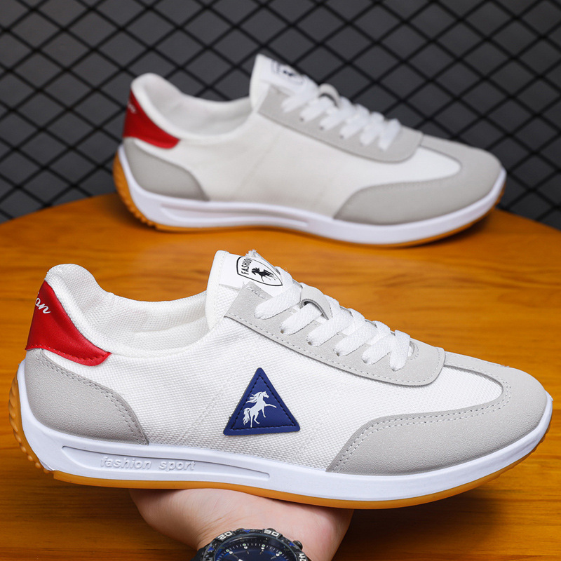 Autumn new mesh breathable men's shoes, casual shoes, sneakers, non-slip, lightweight, fashionable, versatile, white shoes, running shoes