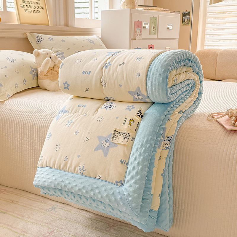 Picture of Class A cotton pea quilt household skin-friendly single double spring and autumn quilt thickened warm winter quilt thin air conditioning quilt wholesale
