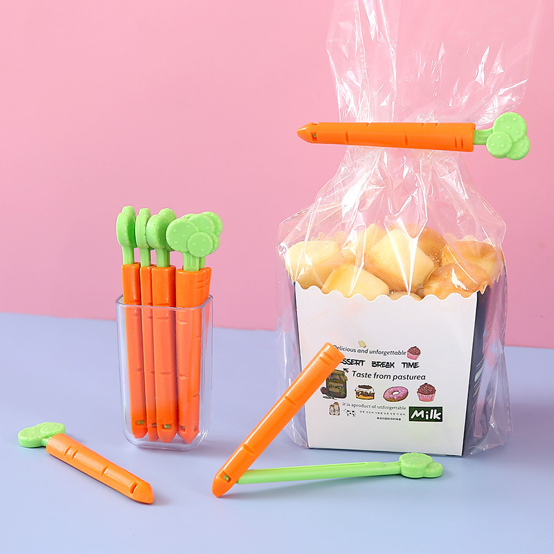 Picture of 5 pieces of food snack bag sealing clip Creative carrot sealing clip bag magnet storage box refrigerator stickers