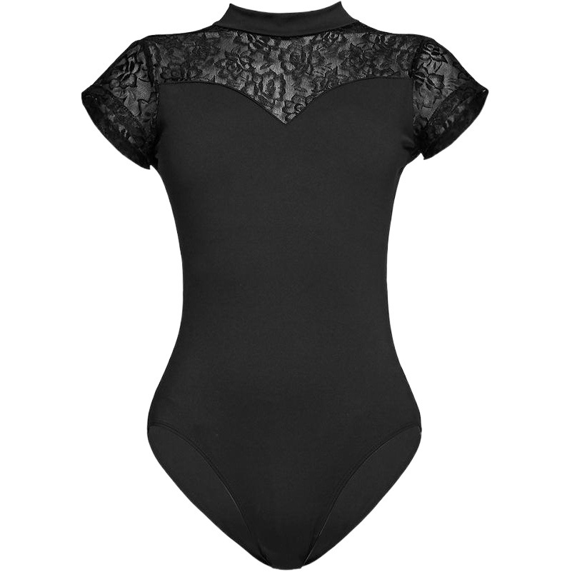 Ballet Dance Siamese Clothes Exercise Shaped Gymnastics Adult Women's Lace Short-sleeved New High-span Yoga Clothing