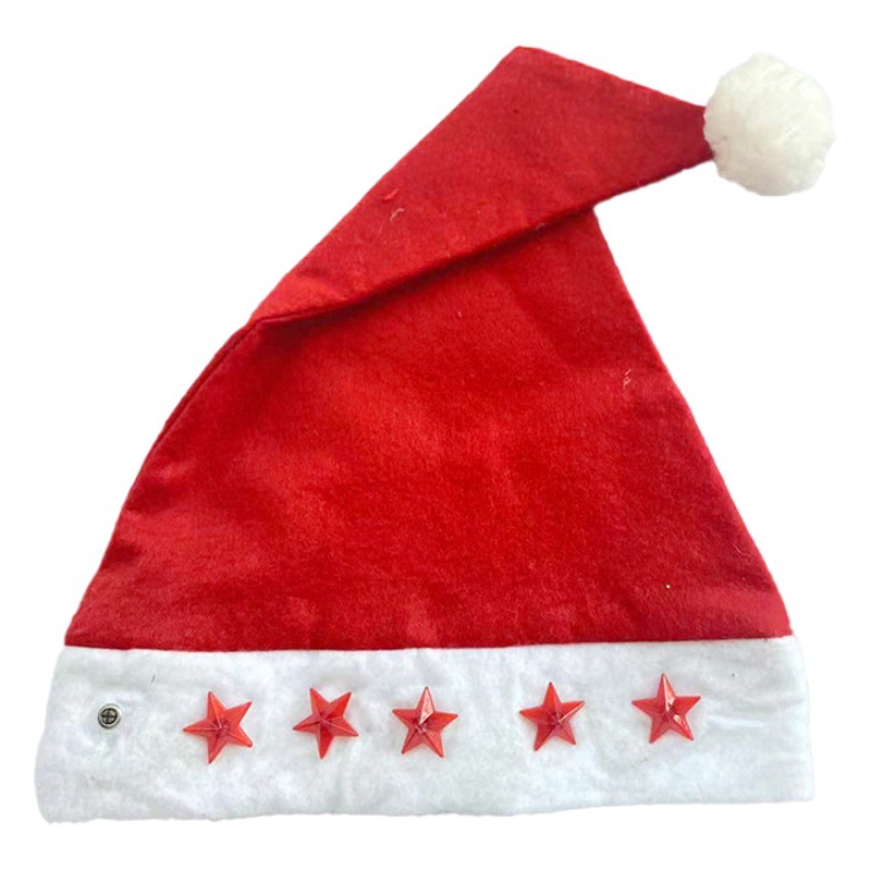 Five-pointed Star Christmas Hat with Light Flash Christmas Hat Santa Claus Hat Christmas Hat Decorative Glow Christmas Hat