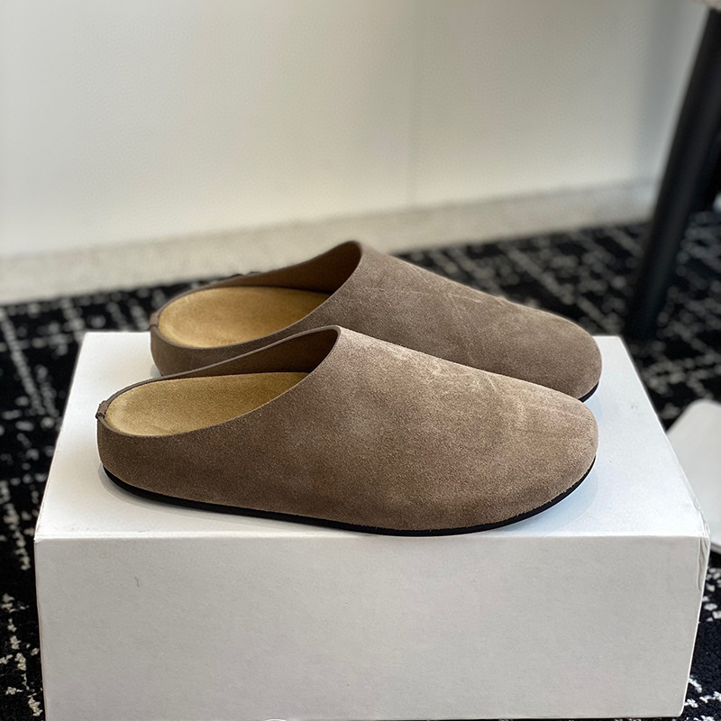 2024 Autumn New Birkenth Shoes Thick-soled Row Style Slip-on Flat-soled Lazy Birkenth Baotou Half Slippers for Women