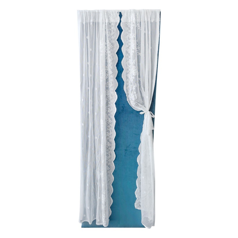 French Curtain Gauze Curtain Lace Romantic Lace Pastoral White Window Screen Wave Ins Princess Door Curtain Korean Style Partition