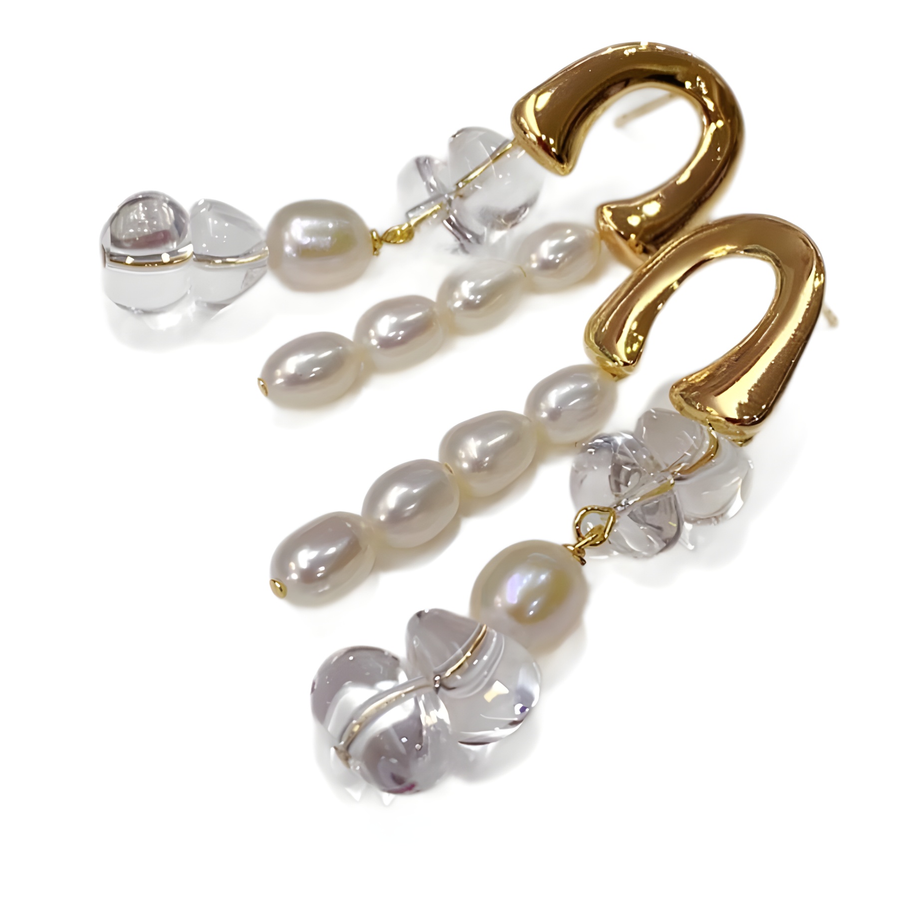 Picture of Special White Crystal Small Unique Daily Retro Summer Natural Freshwater Pearl Elegant Face Small High-grade Earrings