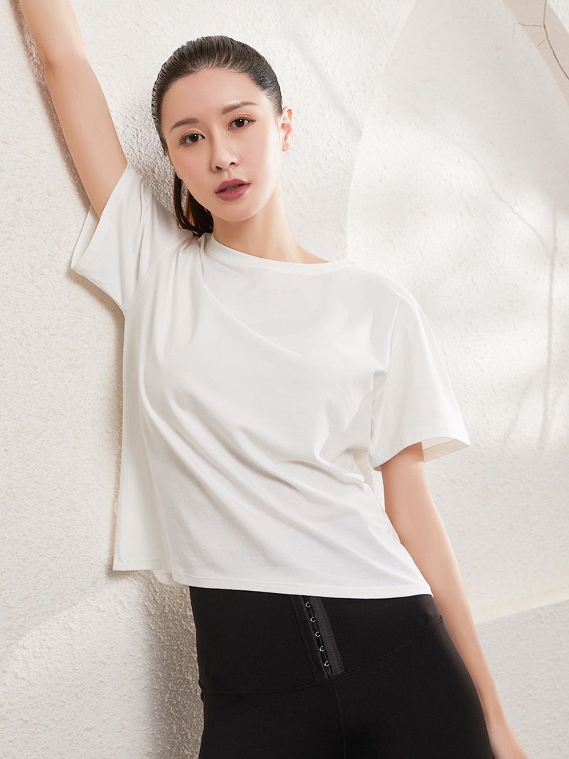 White Women's Short-sleeved T-shirt Overwear Solid Color Commuter Slim-fit Crewneck Women's Refreshing T-shirt Large Size Short-sleeved T-shirt