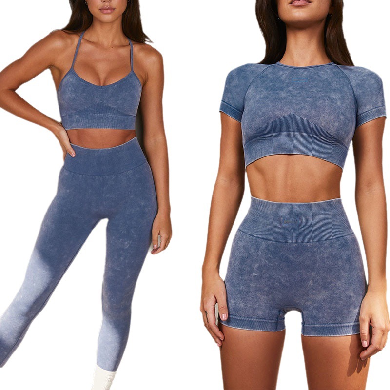 in stock European and American Tight Sports suit Bra Top for Autumn and Winter Seamless Yoga Pants Fitness Long Sleeve Yoga Clothing suit