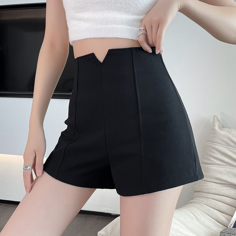 plus size Women's chubby girl High Waist A- Shed Black Suit Shorts Outer Wear Spice Girls Slim-Fit Wide Leg Casual Hot Trendy Pants