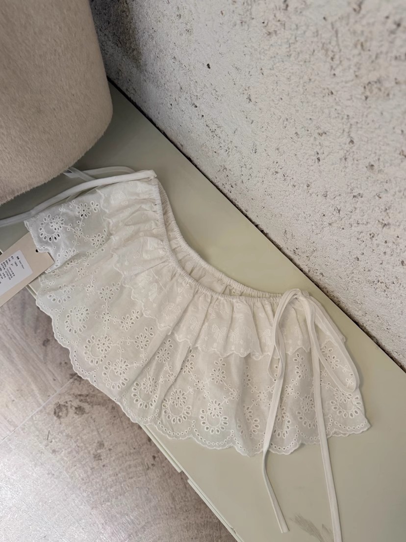 Korean Style Double-Layer White Embroidered Lace Stacked Fart Curtain Ballet Style Lace Stretch Short Skirt Hip Covering Mini Skirt Curtain
