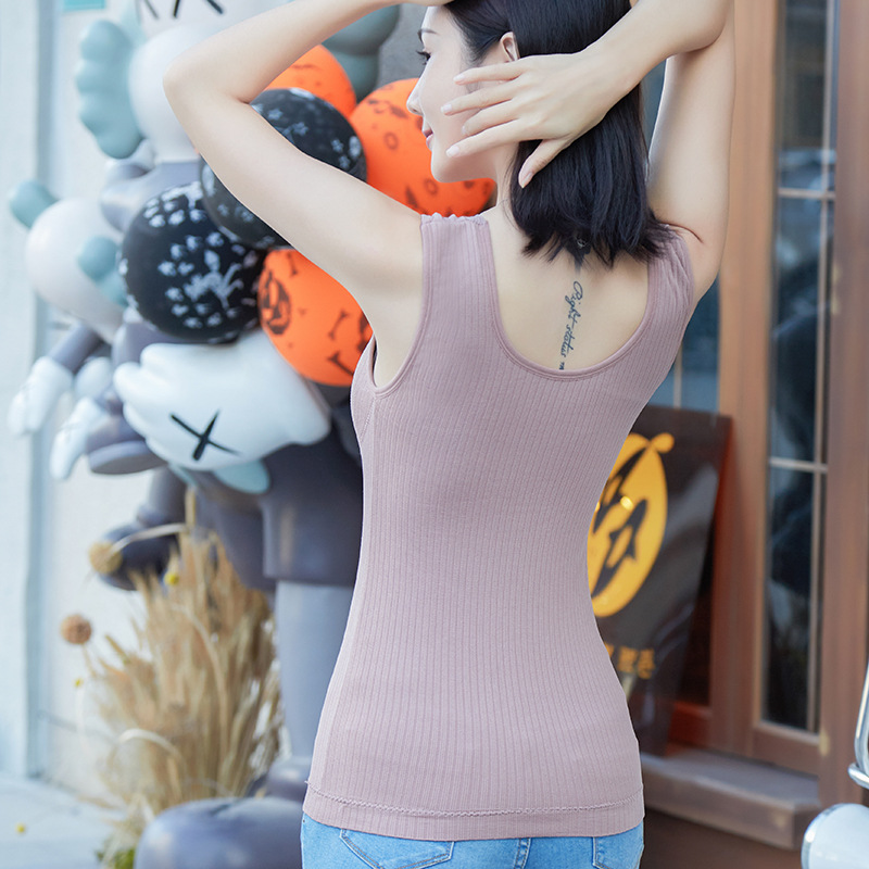 Picture of New velvet padded beautiful back warm vest without steel ring sexy V-neck cationic velvet ladies thermal underwear