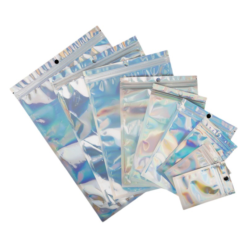 Laser Bag Yin and Yang Ziplock Bag Jewelry Cosmetics Plastic Transparent Sealed Bag Data Cable Jewelry Packaging Bag Wholesale