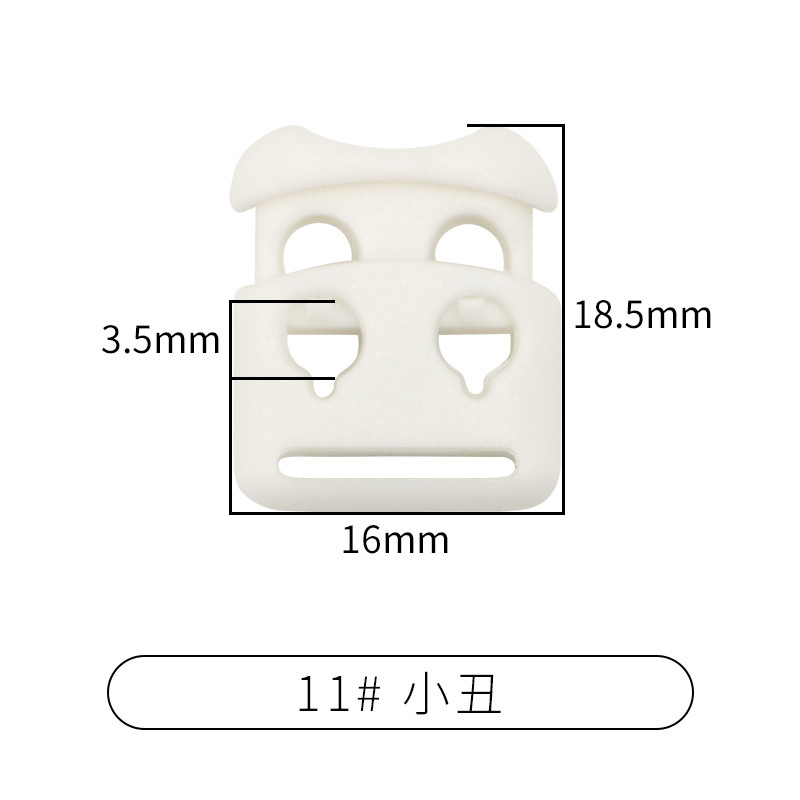 Picture of Manufacturer Plastic Adjustable Elastic Belt Spring Buckle with Rope Pig Nose Buckle Single and Double Holes Round Black Transparent Drawstring Buckle