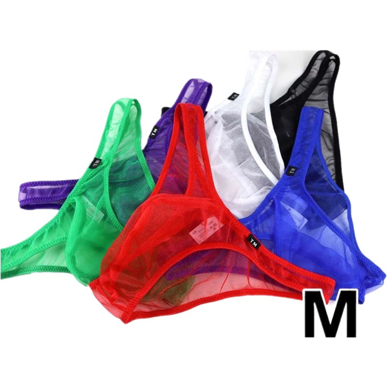 Men's Briefs Sexy Transparent Large Pocket Low Waist Thin Mesh Soft Fabric Stretch Breathable Men's Bikini
