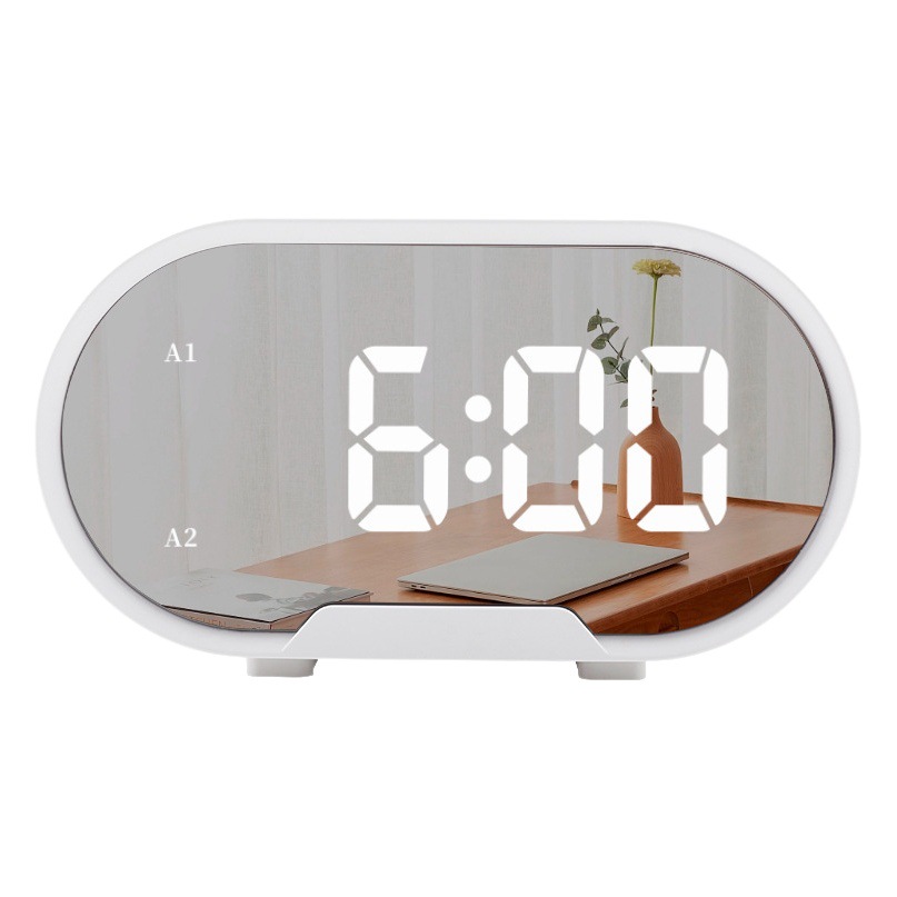 Cross-border new LED mirror alarm clock simple large screen digital clock student wake-up artifact desktop electronic desk clock
