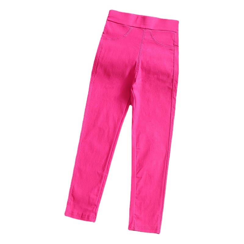 Girls' Pencil Pants Spring and Summer Thin Candy Color Children's Outer Wear Leggings Big Children's Tight Black Leggings