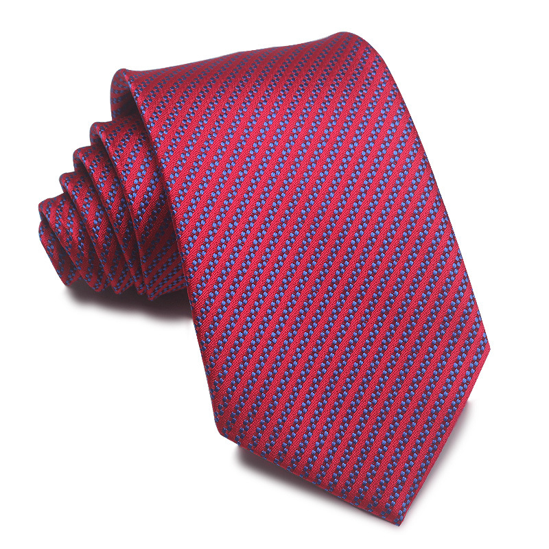 Picture of 25 New 8cm Polyester Jacquard Stripesd Tie 7cm Men's and Women's Business Formal Wear Casual High-End Red Black Blue