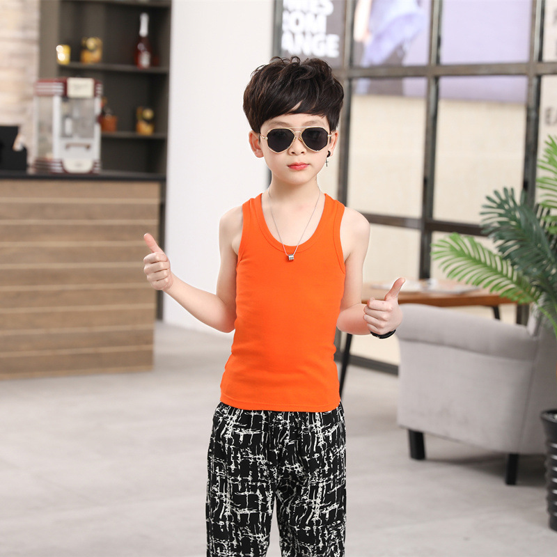 Picture of Children's Cotton Boys' I-shaped hurdle girls' small camisole children's underwear summer girls' bottoming shirt