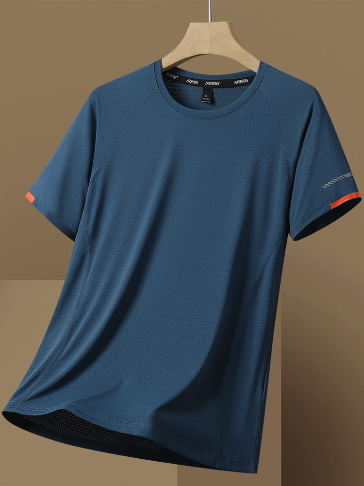 Summer Men's Quick-drying Clothes Short-sleeved T-shirt Breathable Sweat-absorbent Sports Fitness Running Outdoor Climbing Lightweight Top Women's Trendy