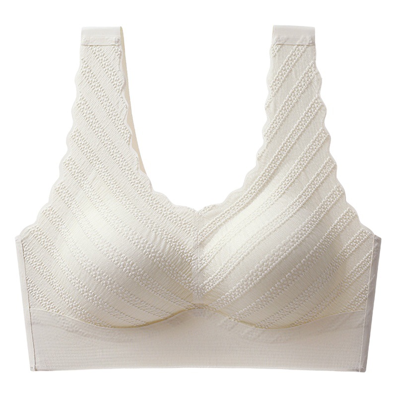 Live bubble lace seamless underwear women's plus size latex fixed Cup gathered wireless beauty vest sports bra