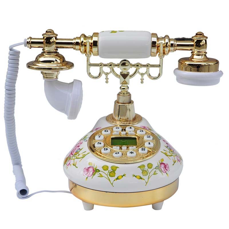Picture of Telephone European Retro Style Home Antique Landline Old-Fashioned Telephone Office Antique American-Style Rotary Dial Telephone