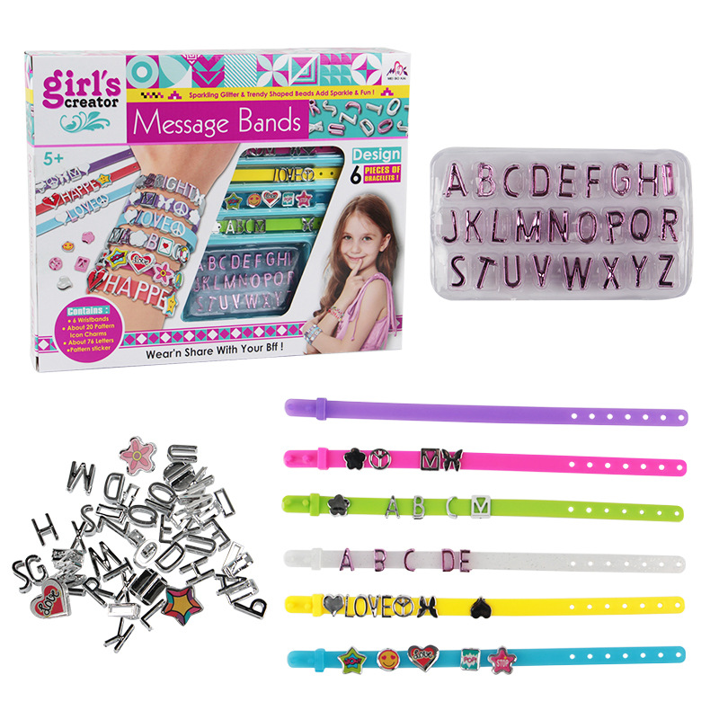 Picture of Cross Border Girl Toy Beaded Pandora Jewelry Woven Hand Rope Children DIY Homemade Alphabet Bracelet Strap