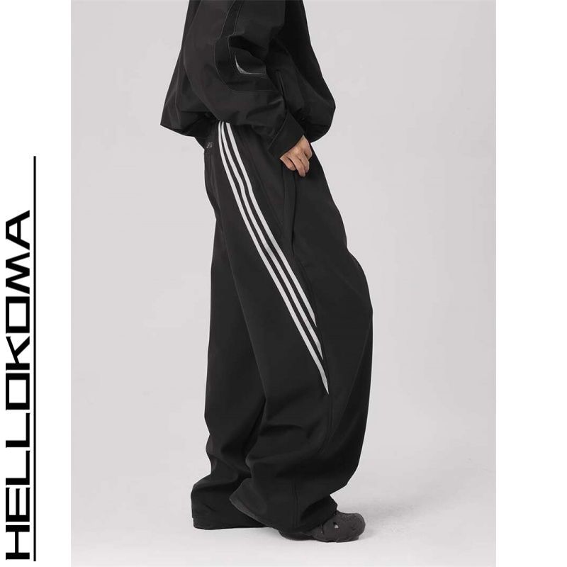 Hong Kong Style Personalized European and American Style High Street plus size Straight Pants Handsome High Street 2024 New Casual Trousers Men's High Street Trendy