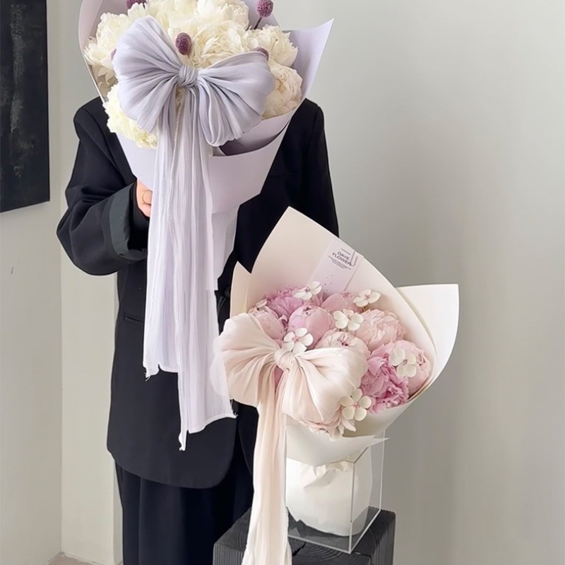 flower love snow satin ripple fabric bouquet decorative belt handmade diy bow decorative materials florist packaging