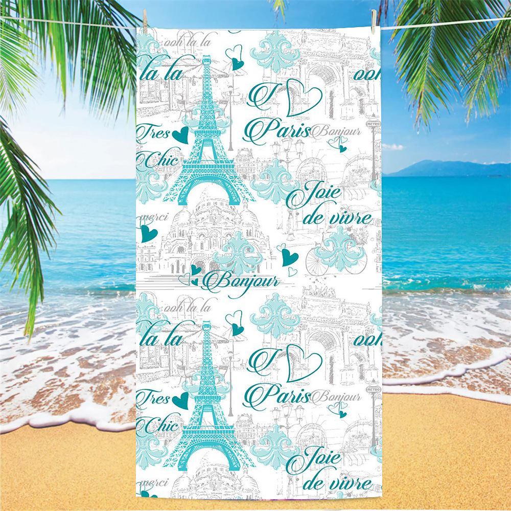 Picture of Cross-border microfiber double-sided velvet beach towel custom LOGO digital printing large bath towel rectangular thick towel