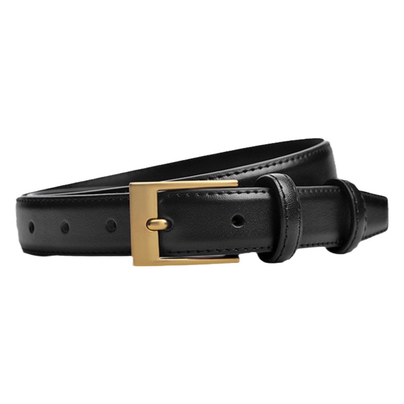 Belt Women's Genuine Leather Easiest for Match Jeans Belt Black Fashion Korean Style Decorative Belt Women's High-Quality 2025 New Style
