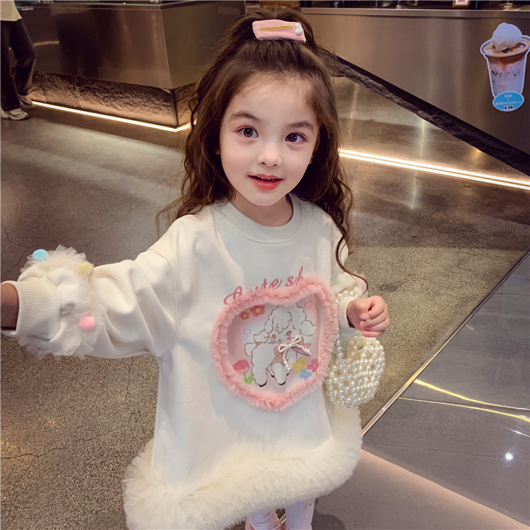 Picture of Girl's dress Girl's Casual Sweatshirt Dress Autumn 2024 New Style Children's Stitching Mesh Princess Dress