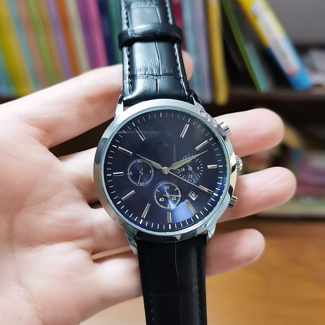New Original Single Six-Pin Small Second Chronograph Quartz Movement Calendar Men's Business Belt Watch Manufacturer Wholesale