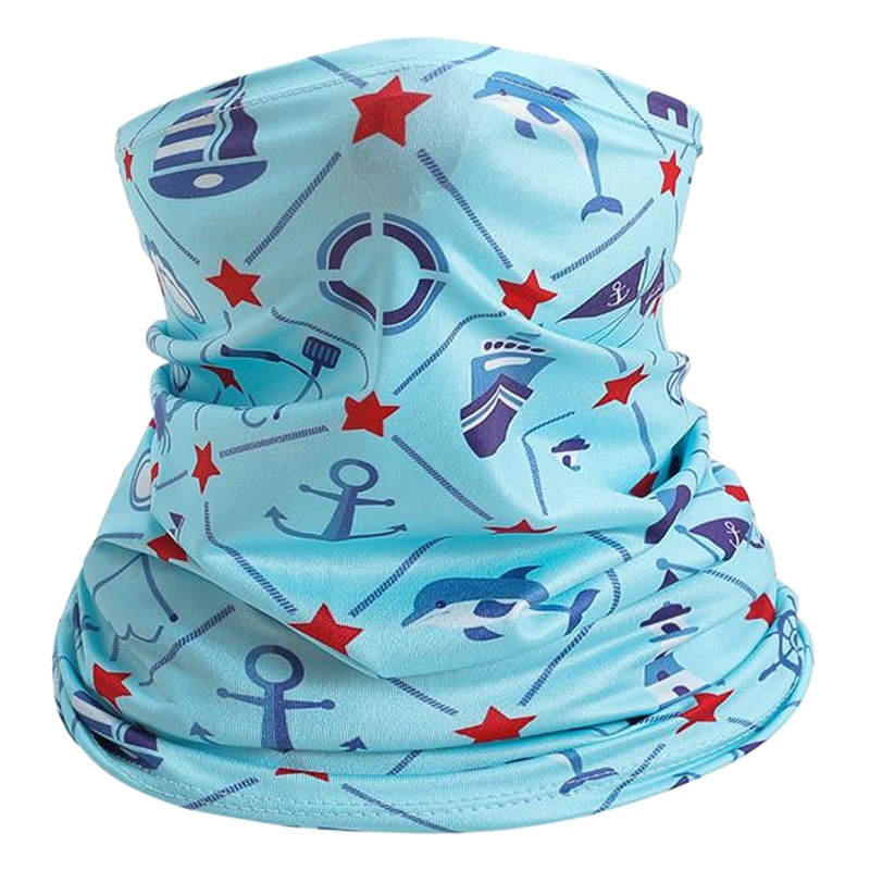 Summer Ice Silk children's headscarf outdoor riding children's scarf mask cross-border cartoon printing sunscreen children's face towel