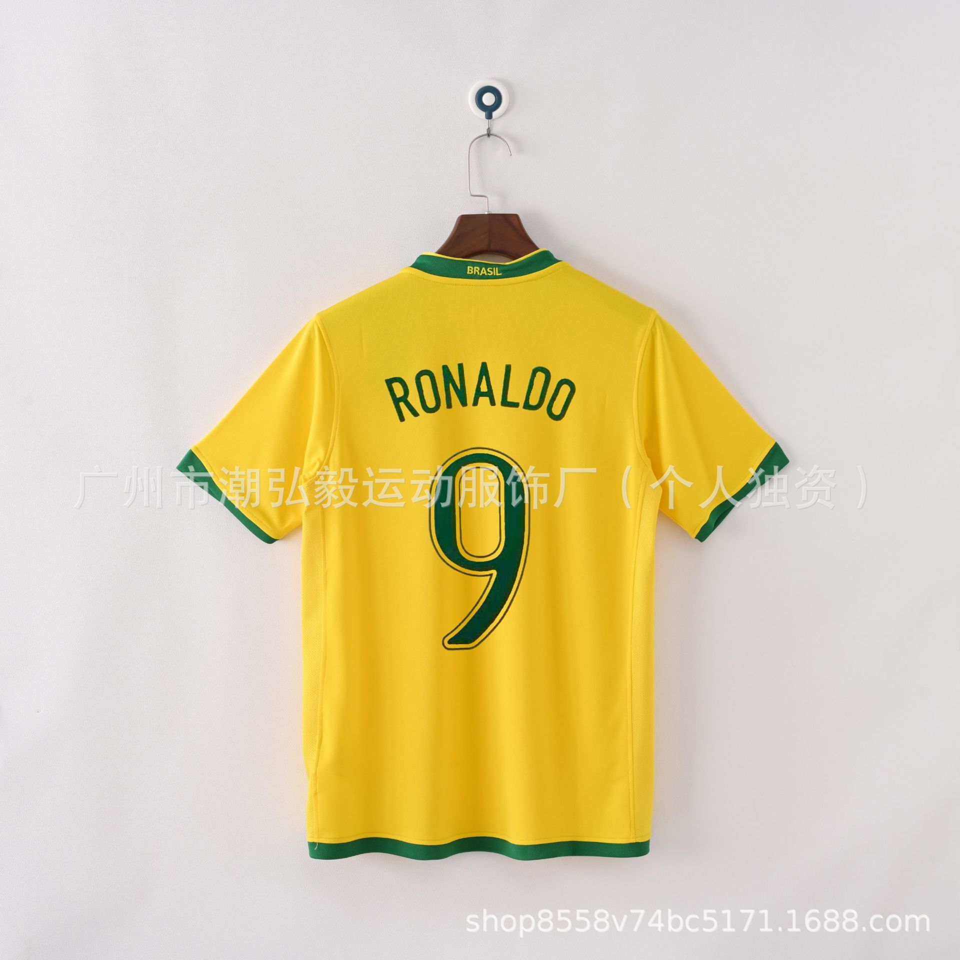 Picture of Wholesale Vintage 980204 World Cup Brazil Jersey No. 9 No. 10 Ronaldo Vintage Jersey Soccer Uniform