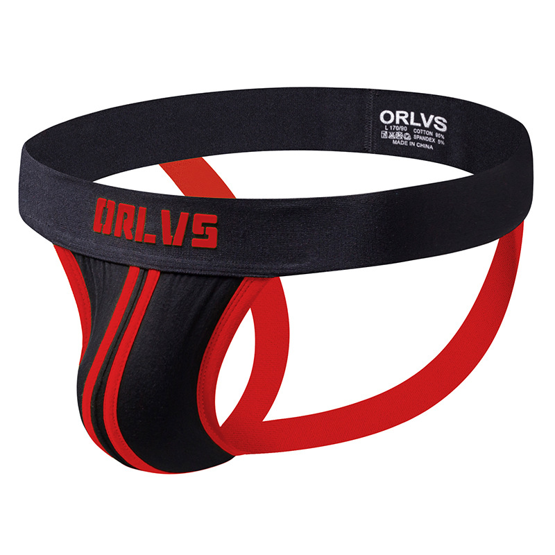 Picture of ORLVS Trendy Brand Foreign Trade New Men's Underwear Sexy Thongs Low Waist Sexy Double Belt Rear Empty gayOR166