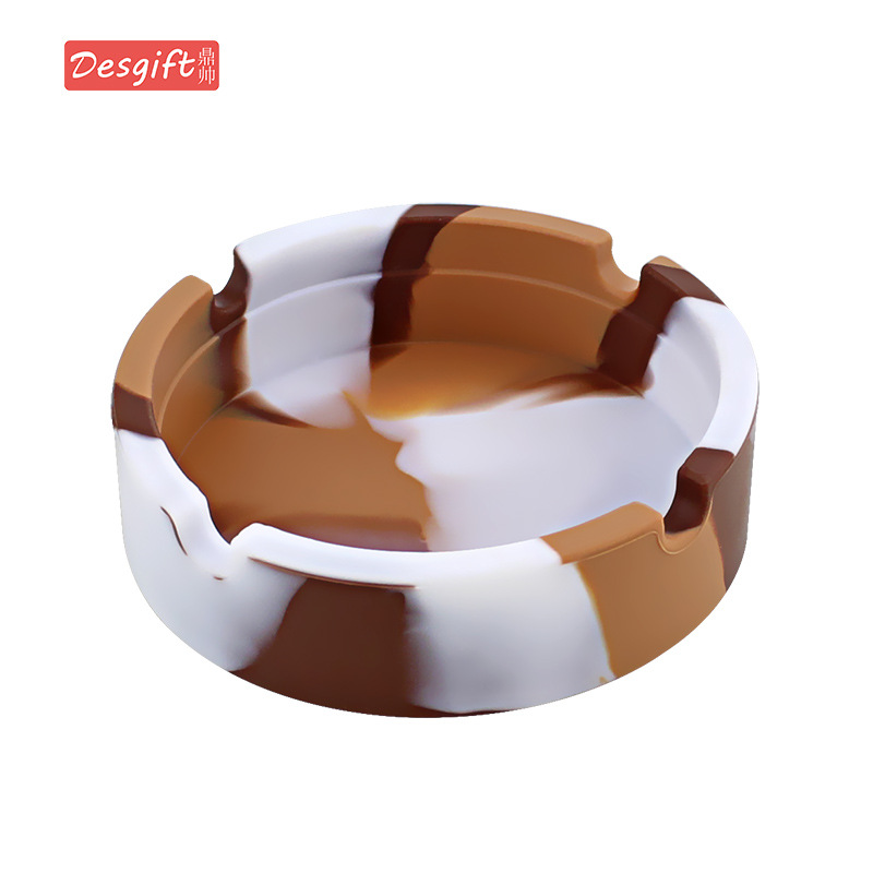 Picture of New silicone round ashtray camouflage mixed color psychedelic ashtray ashtray ashtray Cup printing logo ashtray