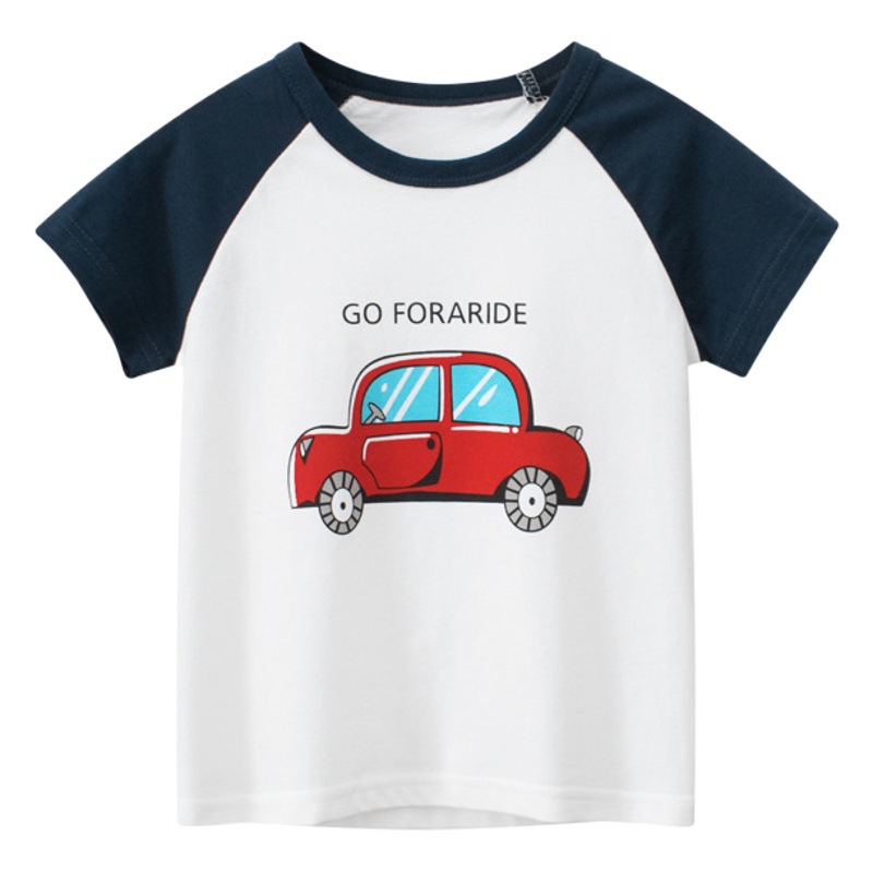 27Kids Kidsren's Clothing Wholesale First-Hand Supply 2025 Summer New Kidsren's Short-Sleeved T-Shirts Car Boys Clothes