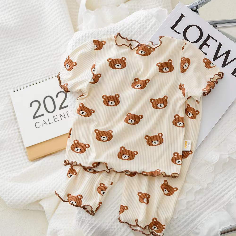 Picture of Children's pajamas Summer New Girls' Outer Wear Short-sleeved Floral suit Summer Two-piece Set