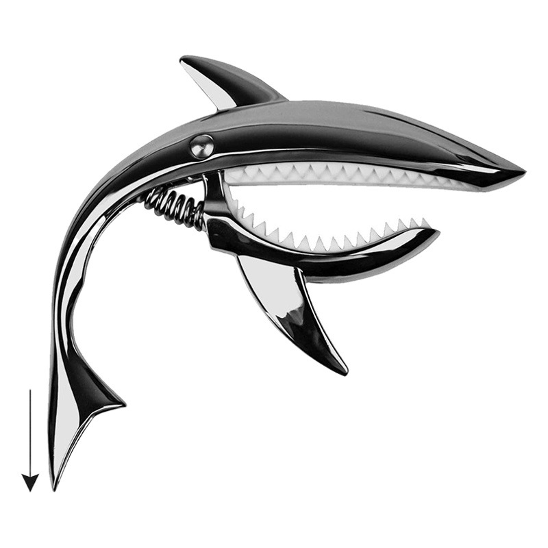 Shark Capo for Folk Guitar, Zinc Alloy Key-Changing Capo, Velvet Bag Packaging, Musical Instrument