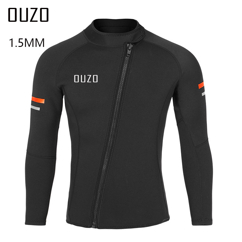 Picture of Ouzo 1.5mm Wetsuit for Men and Women, Long-Sleeved Diving Top, Split Sun Protection Surfing Suit, Jellyfish Suit, Winter Swimsuit