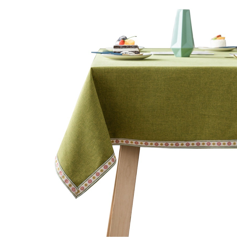 Solid Color Nordic Style Waterproof Tablecloth Jacquard Red Imitation Cotton and Linen Christmas Tablecloth Amazon Table