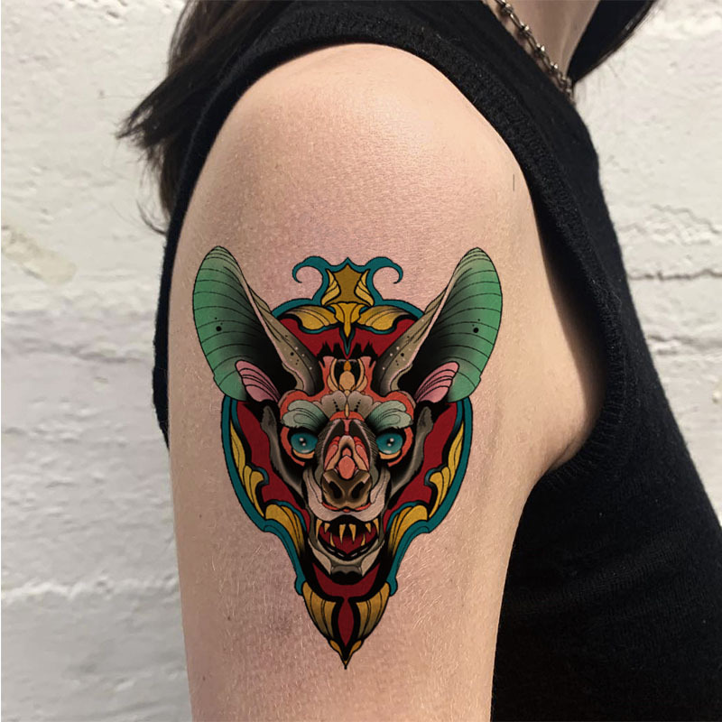 Picture of Diablo Tattoo Sticker Women's Waterproof Lasting European and American Violence Lori ins Cute Cartoon Flower Arm Non-Reflective Anti-Han