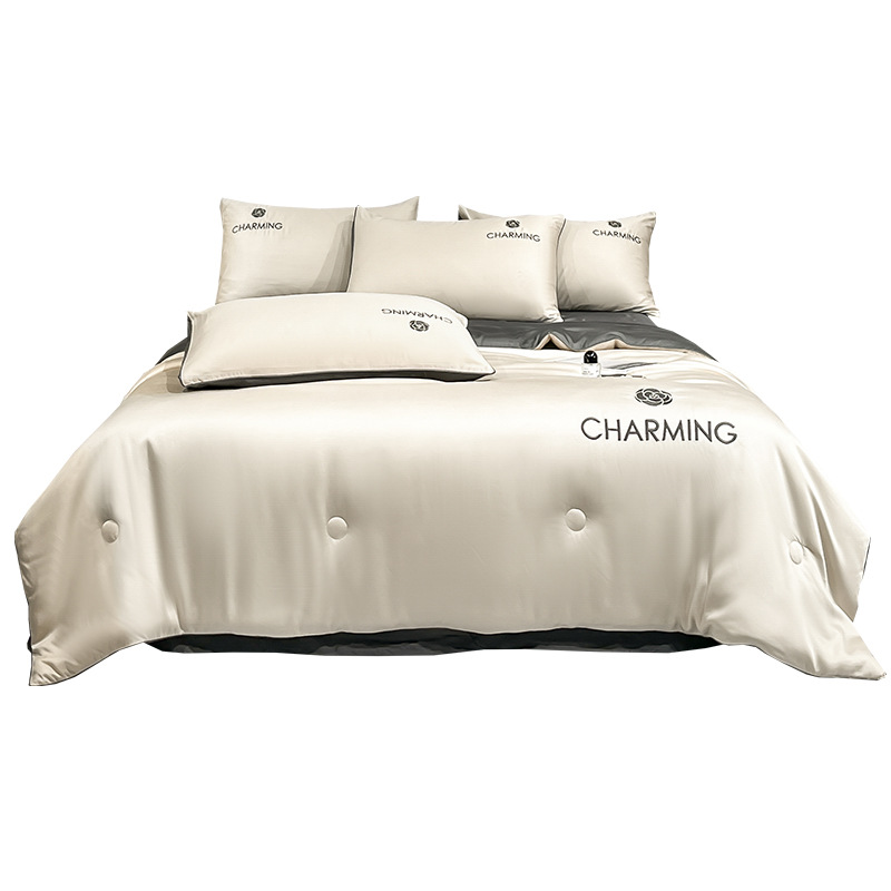 Picture of Class A Washing Ice Silk Embroidery Summer Quilt Four-Piece Set Air-Conditioned Quilt Sleeps Naked Summer Cool Quilt