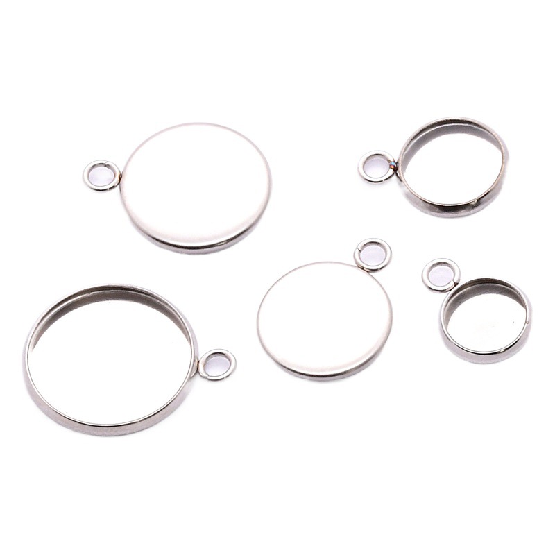 Factory wholesale diy stainless steel jewelry pendant 6-30m time gem base jewelry accessories round stone holder