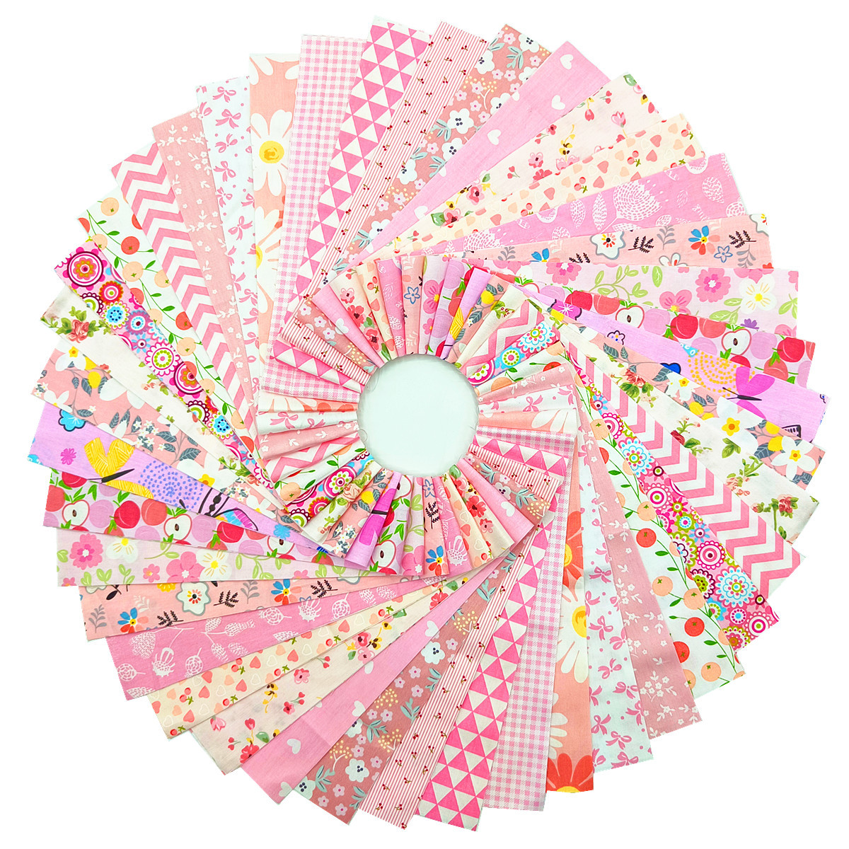 Cross-border new pink cotton fabric jelly roll cotton small clear floral long quilted stitching process fabric