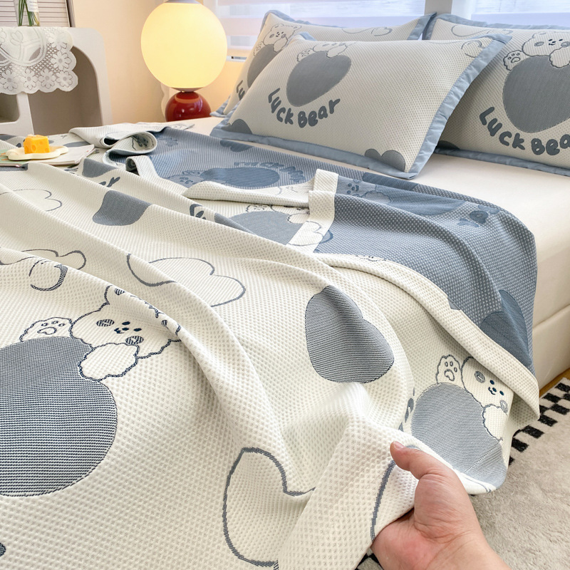 Picture of Ice Silk Summer Cool Blanket Nap Thin Summer Cool Quilt Gauze Towel Adult Cool Summer Blanket Thin Blanket Summer