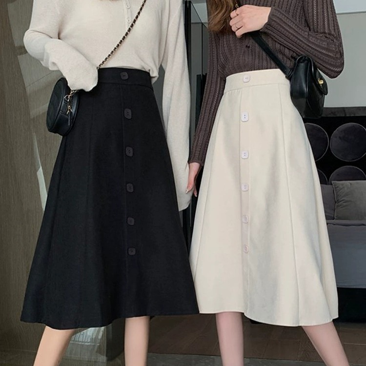 plus size Mid-length Skirt High Waist Slimming All-match Umbrella Skirt Korean Style Hip Covering A- line Skirt 2023 Spring and Autumn Large Skirt