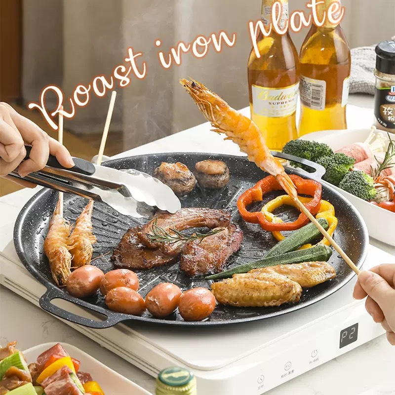 Outdoor Camping Barbecue Plate Korean Barbecue Plate Household Baking Pan Non-Stick Teppanyaki Frying Plate Sun Plate Wholesale