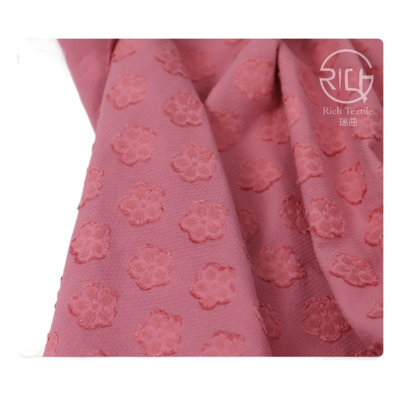 Cotton Viscose Plum Blossom Two-Tone Cutwork Diamond Lattice Jacquard Fabric with Three-Dimensional Texture for Coats, Dresses, and Clothing Fabrics, Yarn-Dyed