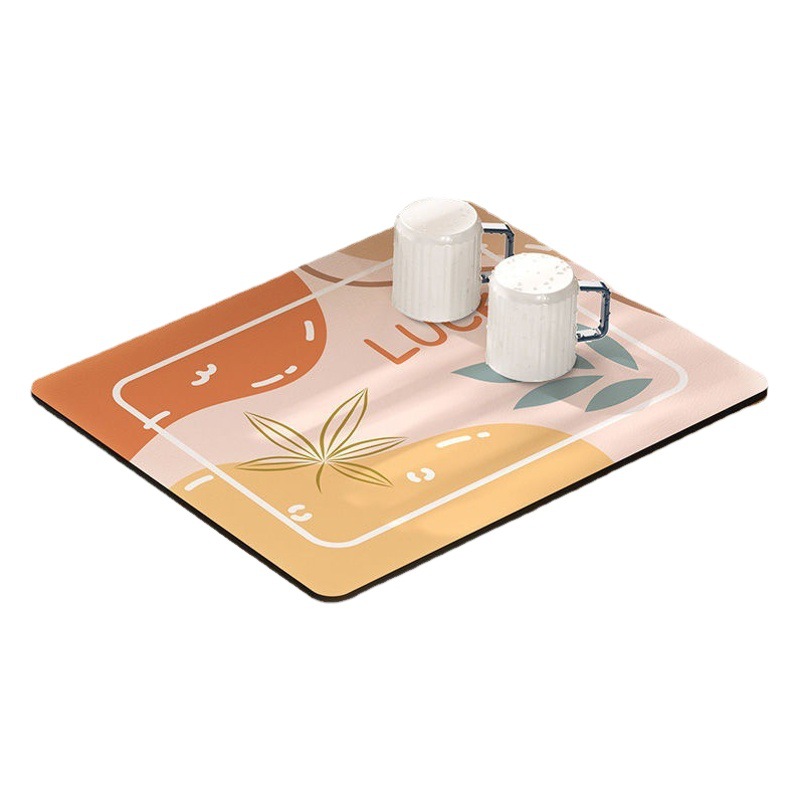 Kitchen Drain Mat Countertop Mat Soft Diatom Mud Desktop Absorbent Mat Coaster Anti-Slip and Anti-Scalding Toilet Washbasin