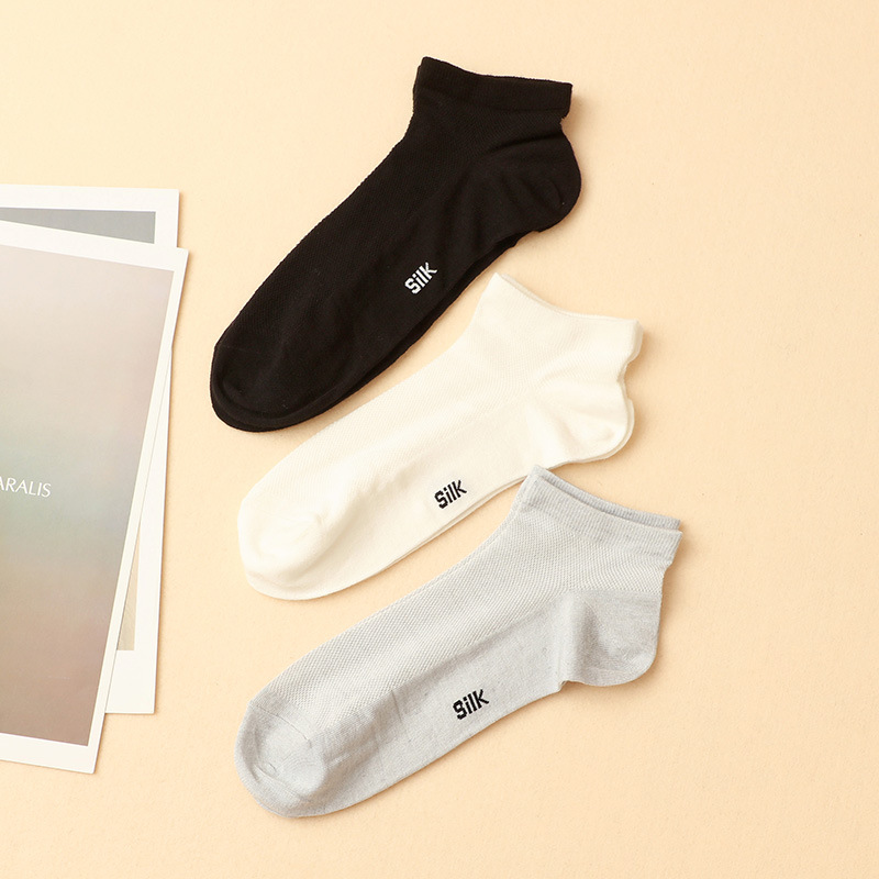 Silk plus spandex mulberry silk low-cut men's socks breathable skin-friendly deodorant four seasons